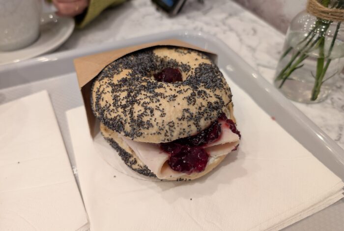 Turkey bagel sandwich (stock photo, not DJ's Bagel Café)