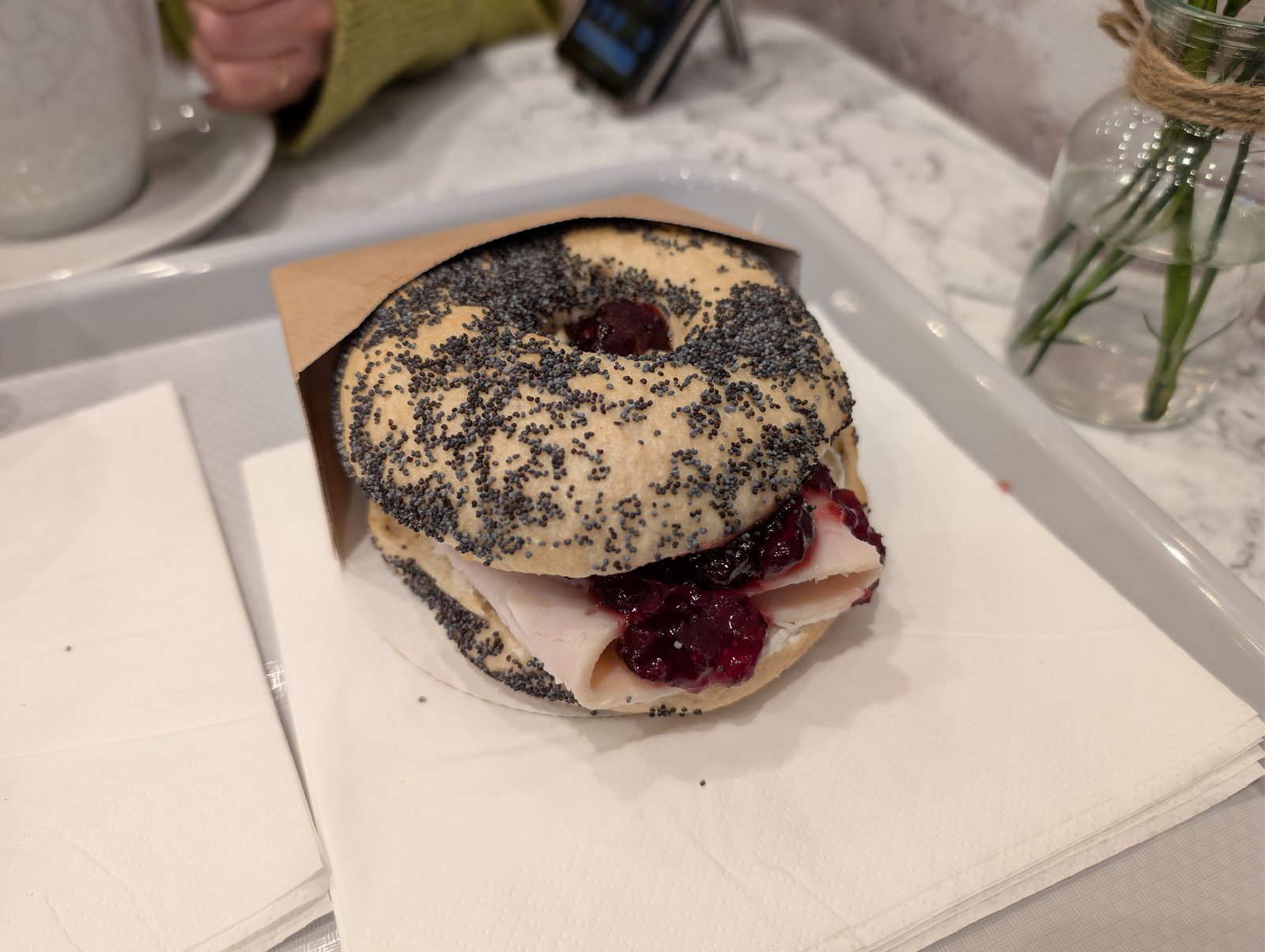 Turkey bagel sandwich (stock photo, not DJ's Bagel Café)